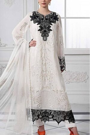 Embroidered Lawn 3PC Suit - Chiffon Dupatta