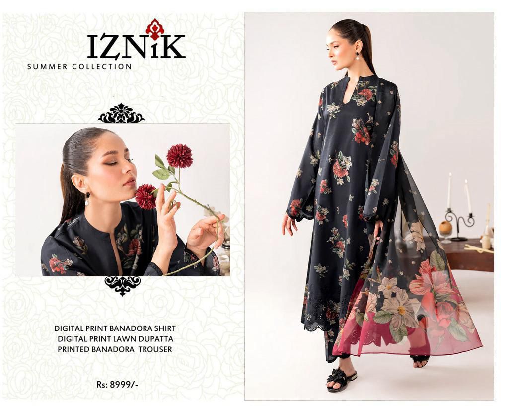 3-Piece Embroidered Lawn Suit – Digital Printed Lawn Dupatta with Embellished Patch - Image 4